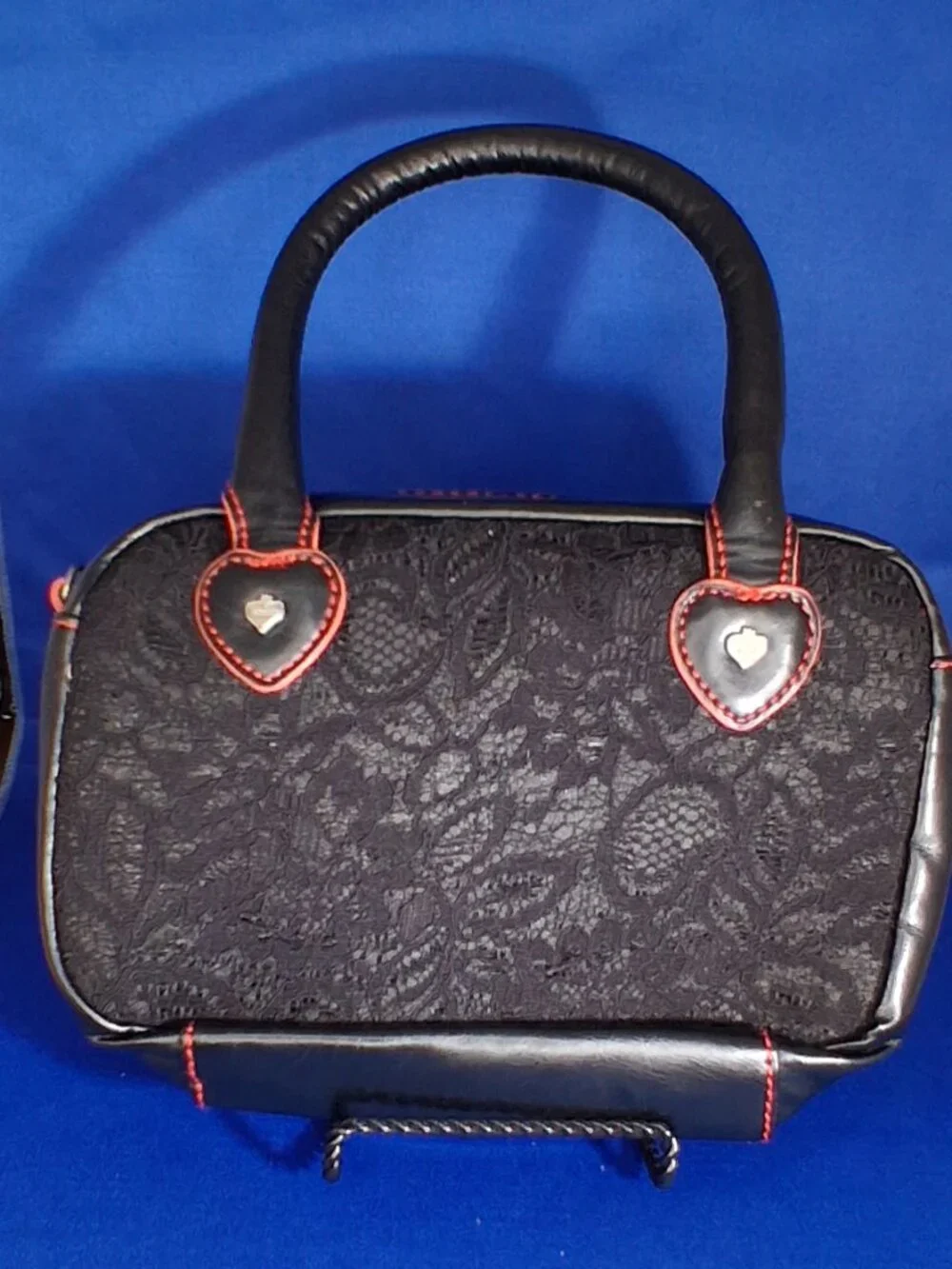 Princess Vera Wang Black Lace & Pink Satchel Crossbody Bag
